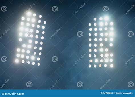 Stadium lights and smoke stock image. Image of horizontal - 84758639