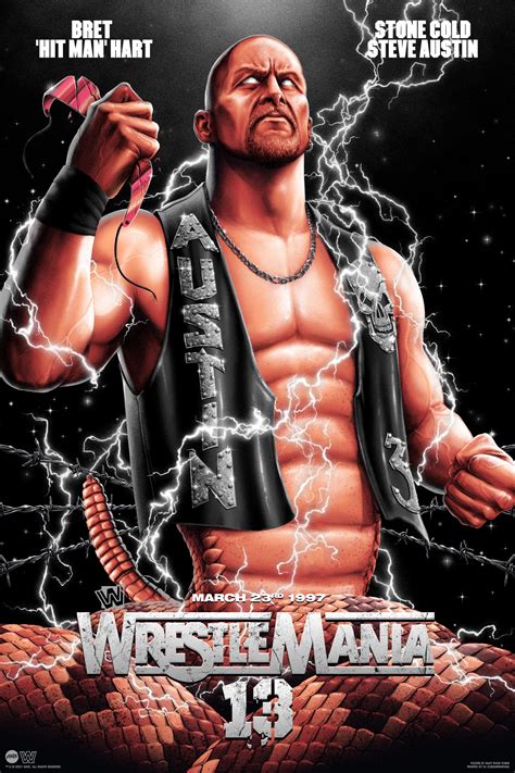 WRESTLEMANIA 13: STONE COLD STEVE AUSTIN VS. BRET HART Poster by MATT ...