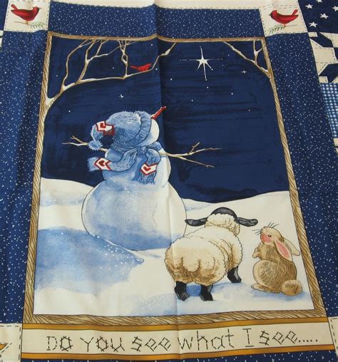 Winter Snowman Fabric Panel