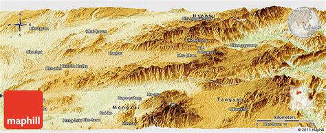 Physical Panoramic Map of Lashio