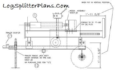 Log Splitter Plans, CAD Designs for Home Built (DIY Assembly)