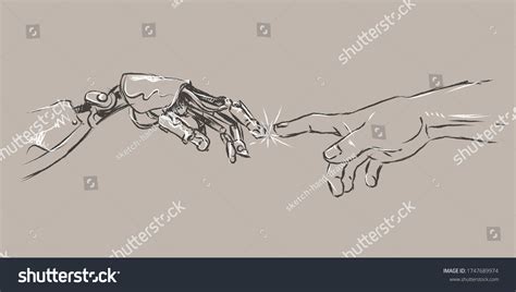 Hand Drawn Finger Robot Human Hands Stock Vector (Royalty Free ...