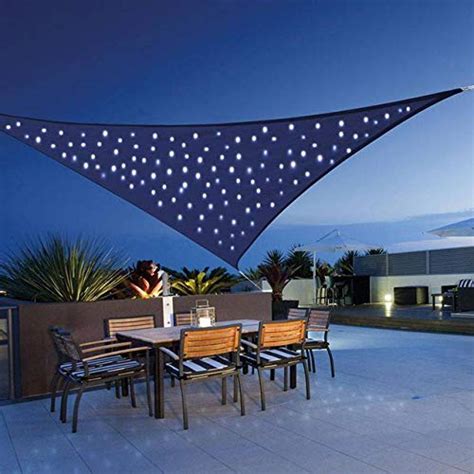 Quace Sun Shade Triangle Cover Patio Garden Outdoor Canopy with 120 LED ...