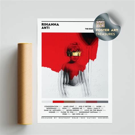 Rihanna Anti Album Cover Poster 3 Colors 1 Price - Etsy