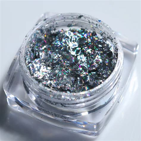 BORN PRETTY Holographic Silver Flakes 0.2g Nail Glitter Sequins Bling Mirror Paillette Manicure ...