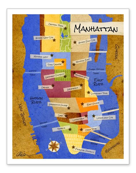 NYC Manhattan Map 11x14 Print - Etsy