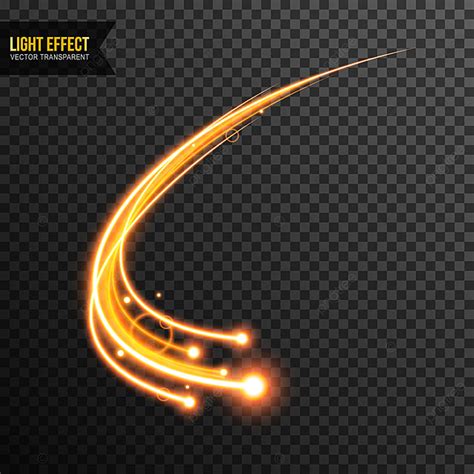 Golden Effect Glow White Transparent, Glow Light Effect Vector Transparent With Golden Line ...