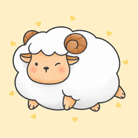 Premium Vector | Cute sheep cartoon hand drawn style