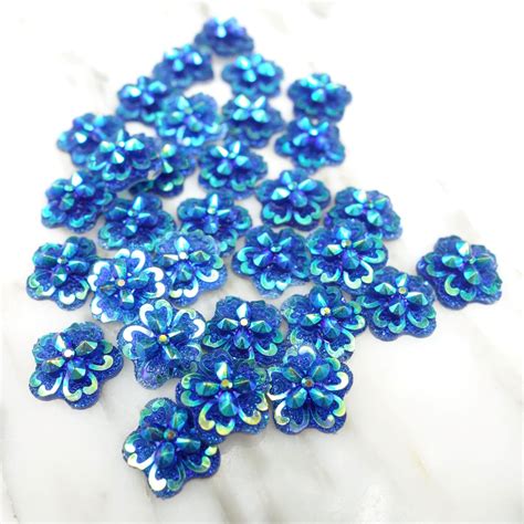 12mm Sapphire Blue AB Flower-20pcs - Happy Place Bling