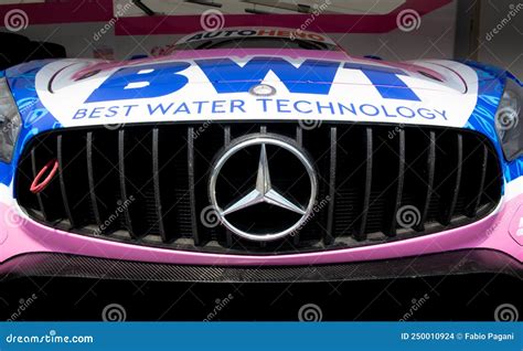 Mercedes AMG GT Racing Pink Super Car Logo Detail Front View Editorial Stock Image - Image of ...