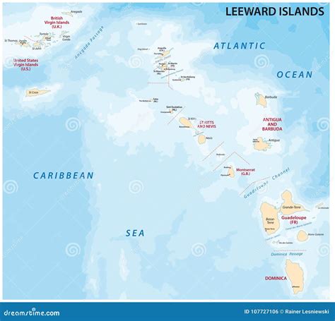 Leeward Islands, Gray Political Map, Islands In The Caribbean Sea ...