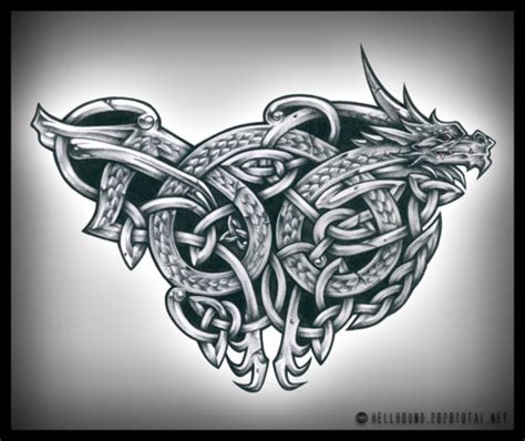 Celtic knot dragon tattoo design