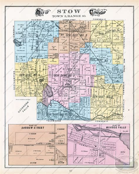 1891 Map of Cuyahoga Falls, Northampton, Stow – History of Cuyahoga Falls