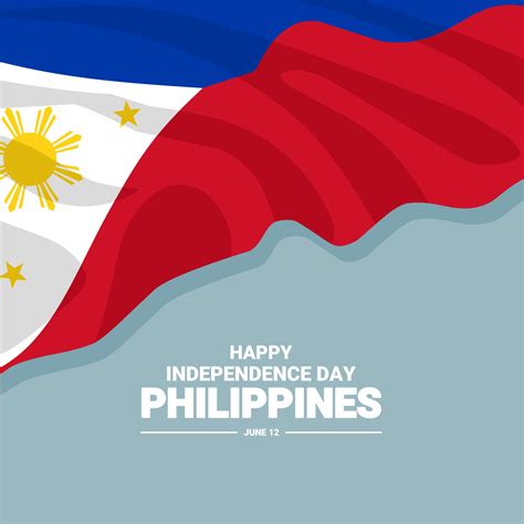 Philippines independence day greeting card, design element waving flag ...