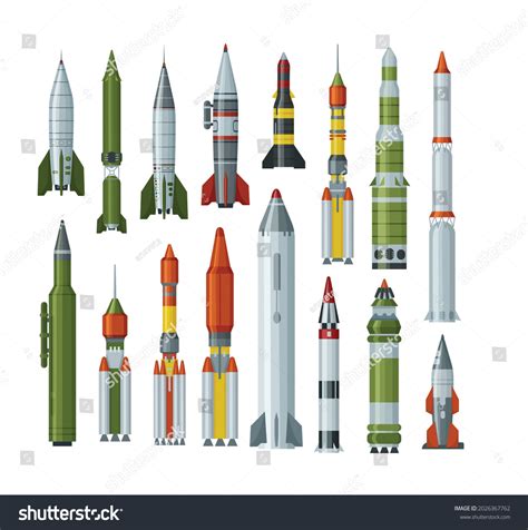 Military Missilery Rocket Different Types Set Stock Vector (Royalty ...