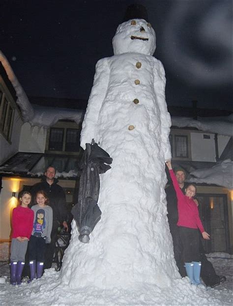 Another giant snowman was built by Ron Bilton, 63, and his two ...