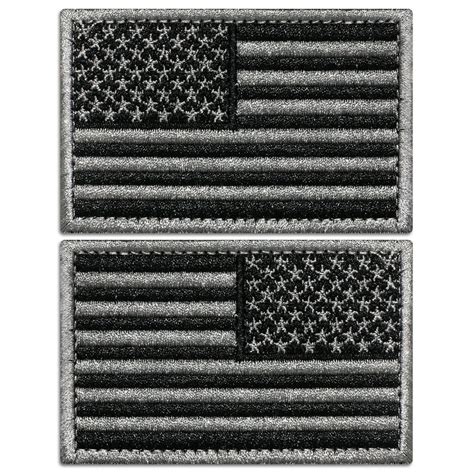 ANLEY Tactical USA Flag Patches Set - 2 Pack (FORWARD & REVERSED) 2"x 3" Black & Gray American ...