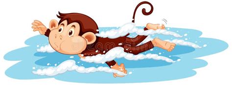 Monkey Swimming Cartoon Character Stock Vector - Illustration of ...