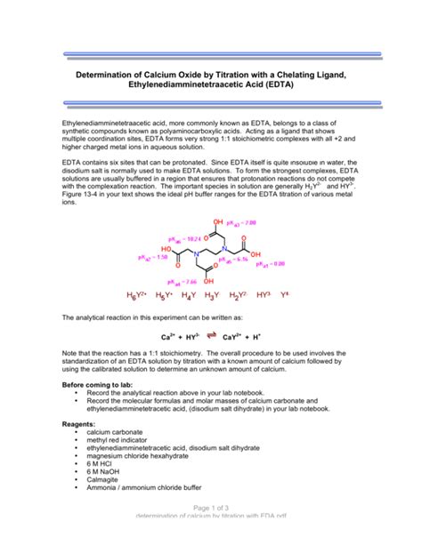 Determination of Calcium by Titration with EDTA