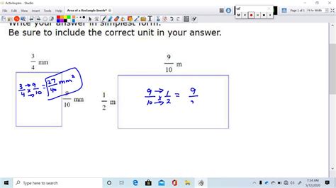 Area Of A Rectangle With Fractions