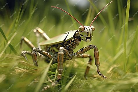 Premium AI Image | Futuristic robotic animal mechanical grasshopper ...