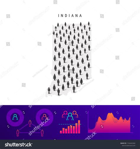 Indiana People Map Detailed Vector Silhouette: เวกเตอร์สต็อก (ปลอดค่า ...