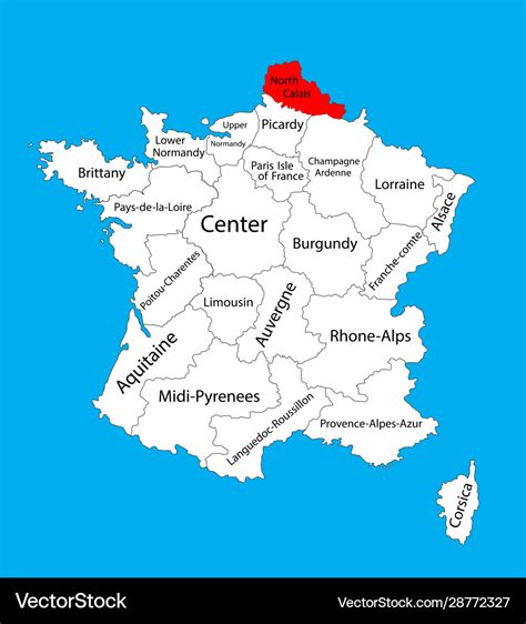 North calais map france map Royalty Free Vector Image