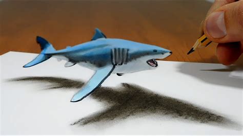 3d Shark Drawing at PaintingValley.com | Explore collection of 3d Shark ...