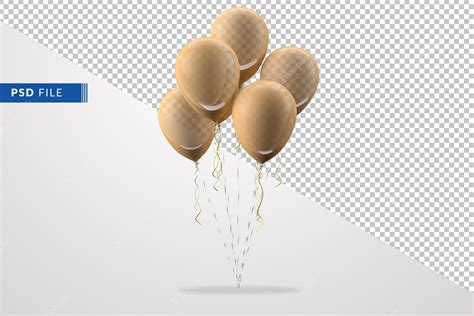 Premium PSD | Yellow balloons group isolated on out background