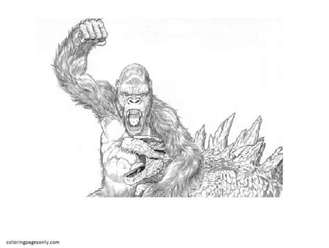 King Kong y Godzilla 2 Coloring Pages - Godzilla and Kong Coloring ...