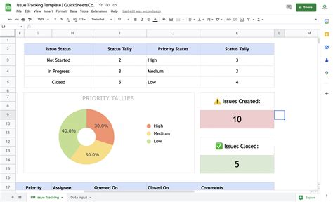 Issue Tracker Template Google Sheets Track Project Management Task ...