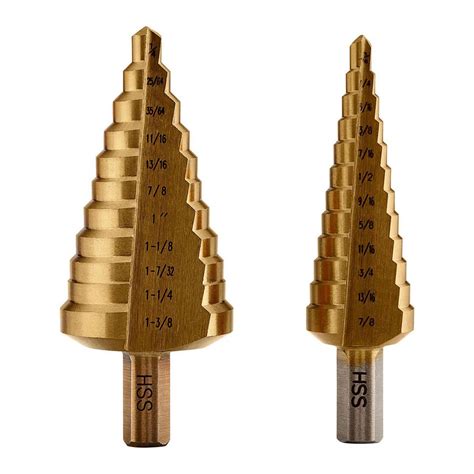 Titanium Nitride Coated Steel Step Drill Bit Set