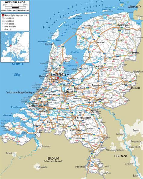 Paesi bassi mappa stradale - mappa Stradale di paesi Bassi (Europa Occidentale - Europa)