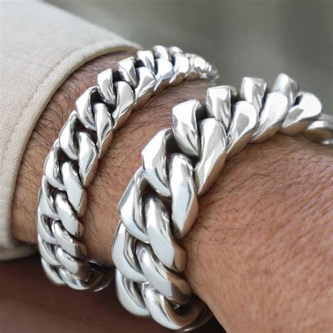 Solid 925 Sterling Silver Thick Men Bracelet 12 /20 MM - VY Jewelry