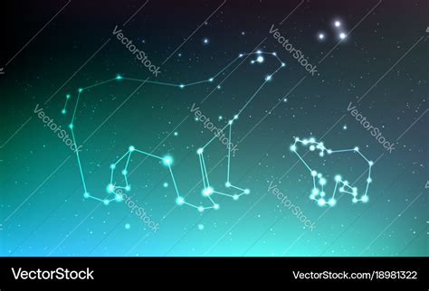 Ursa major and minor constellation in night Vector Image