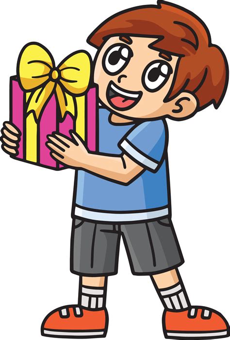 Child Giving Gift Cartoon Colored Clipart 23222963 Vector Art at Vecteezy