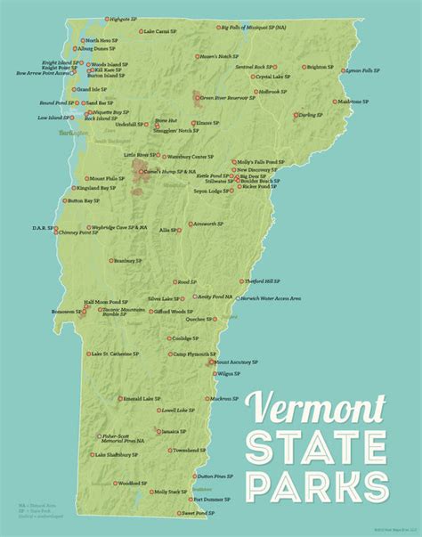 Vermont State Parks Map 11x14 Print - Best Maps Ever