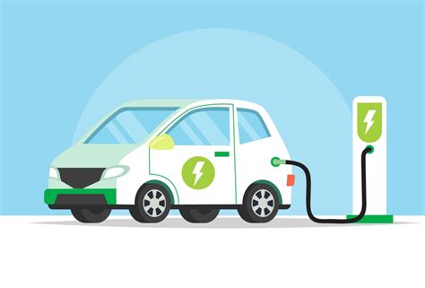 Electric car charging its battery, concept illustration for green ...