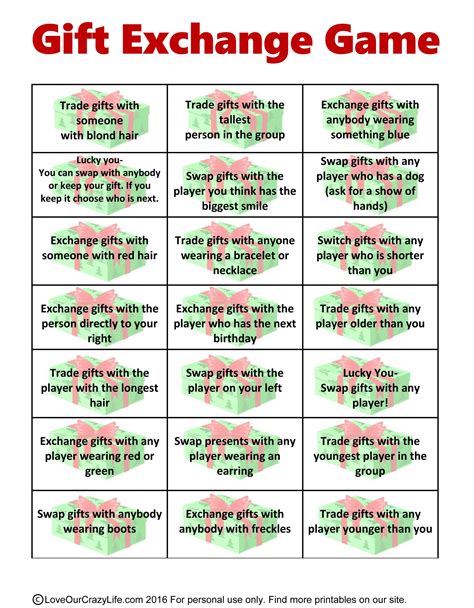 White Elephant Dice Game Free Printable