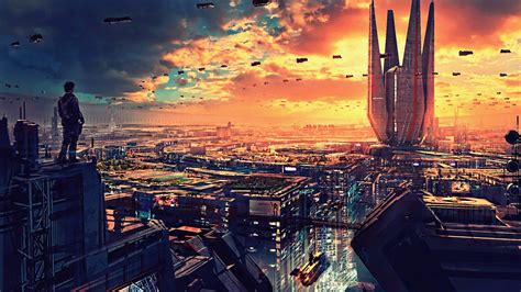 Science Fiction Cityscape Futuristic City Digital Art 4k, HD Artist, 4k Wallpapers, Images ...