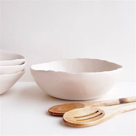 handmade satin white pottery ceramic serving bowl by kabinshop | notonthehighstreet.com