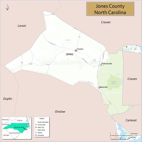 Map of Jones County, North Carolina, USA - Check Where is Located ...