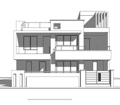 Modern House Front Elevation Drawing