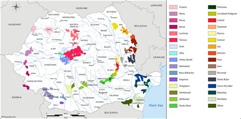 Romania Map of Vineyards Wine Regions