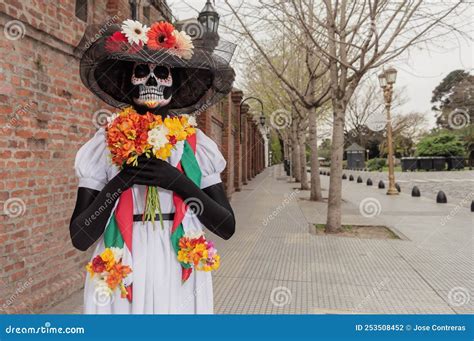 An Adult Woman with Catrina Costume and Make-up Stock Photo - Image of dark, culture: 253508452