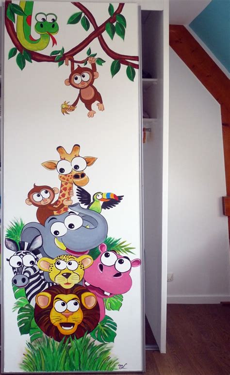 wall painting, jungle animals. Fresque murale animaux de la jungle | Decoracion infantil paredes ...