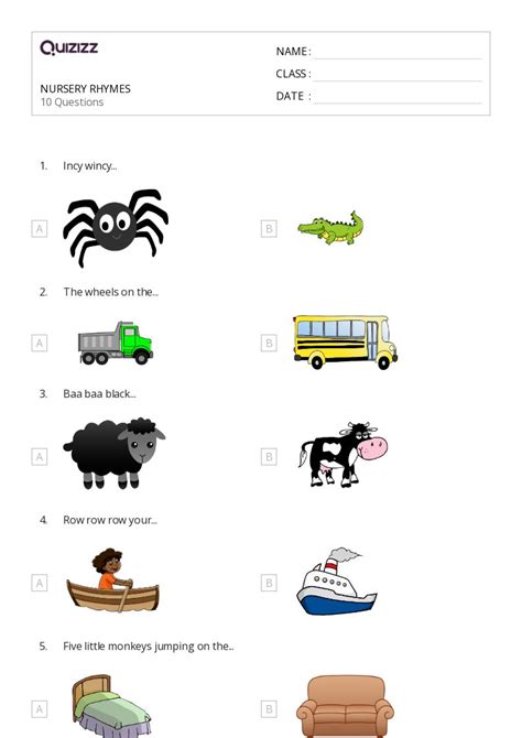 50+ Nursery Rhymes worksheets for 2nd Grade on Quizizz | Free & Printable