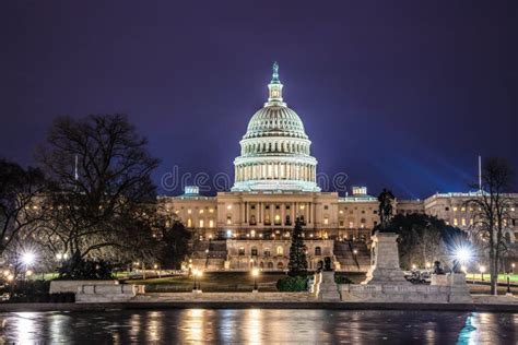 United State Capitol Building Seen at Night Stock Image - Image of ...