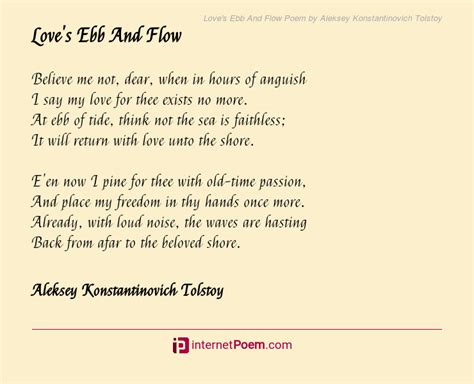 Love's Ebb And Flow Poem by Aleksey Konstantinovich Tolstoy