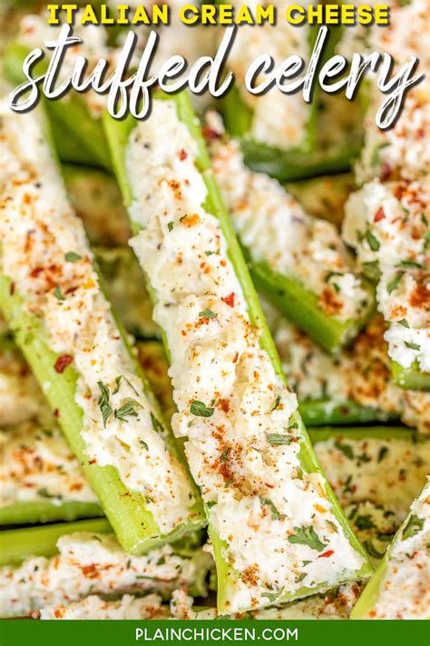 Italian Cream Cheese Stuffed Celery - Football Friday - Plain Chicken